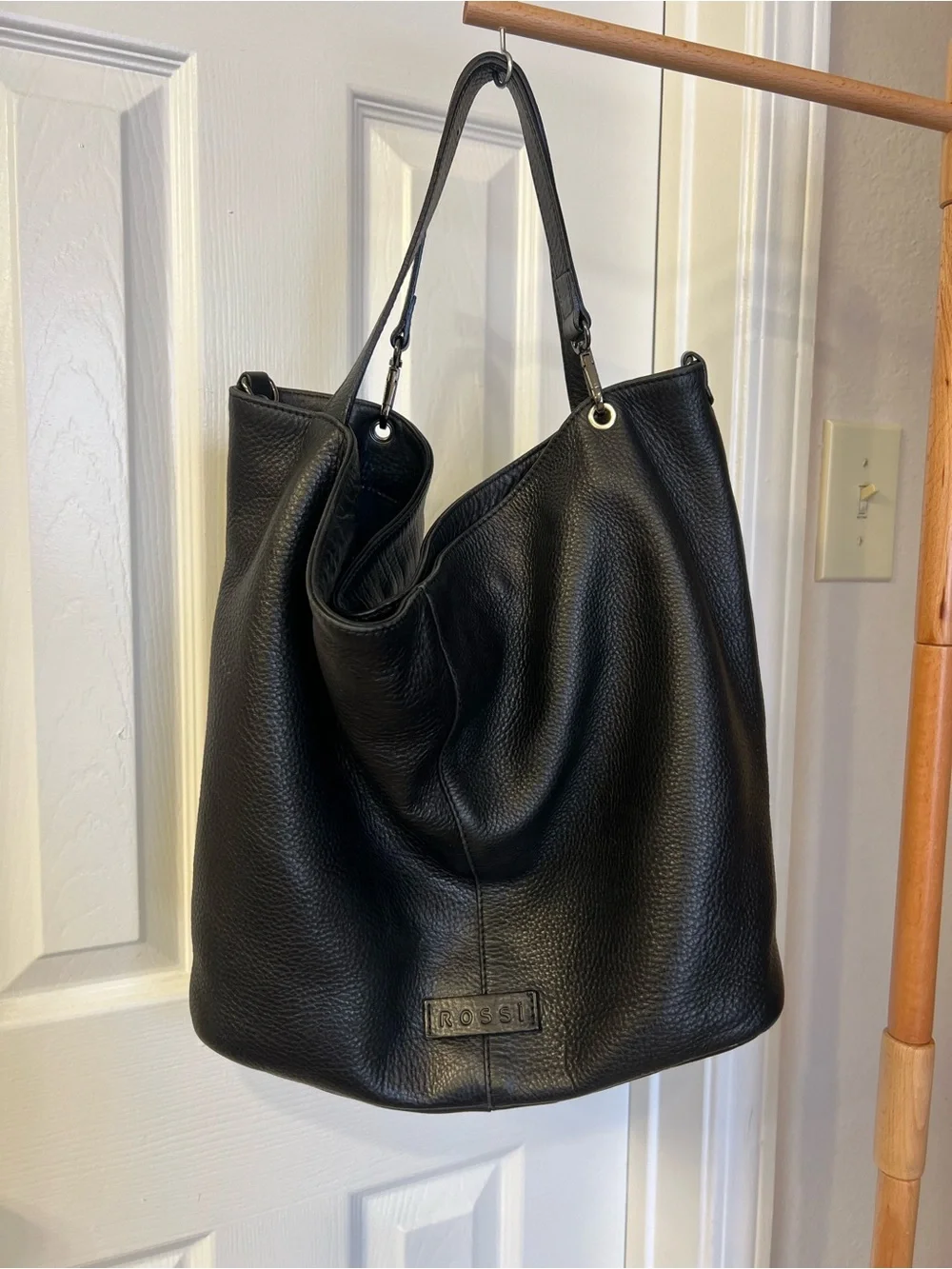 Black Pebble Leather Hobo Bag